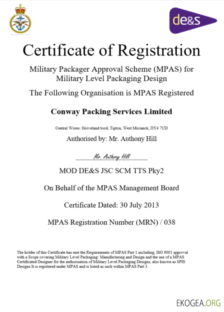 Modèle Word et PDF de certificat d'enregistrement d'entreprise MPAS aux États Unis